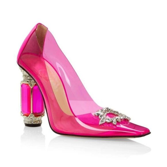 Nalebe Reflections Aurum Embellished Square Toe Pumps Magenta Size 39 - Picture 1 of 14